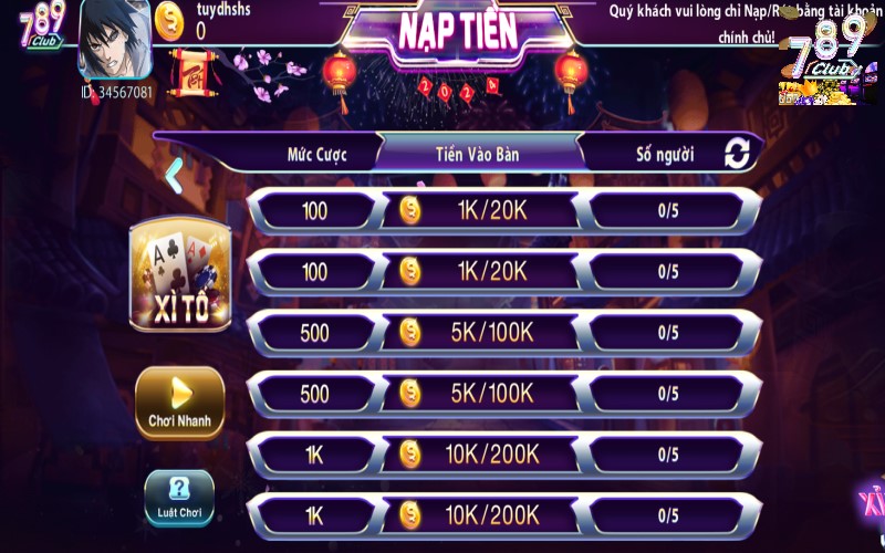 Đặc điểm trò chơi xì tố tại cổng game 789club