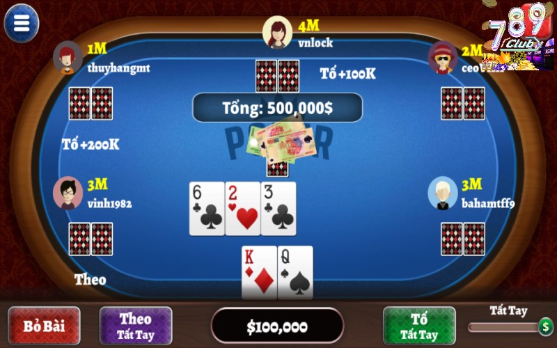 Hành động cược trong game xì tố