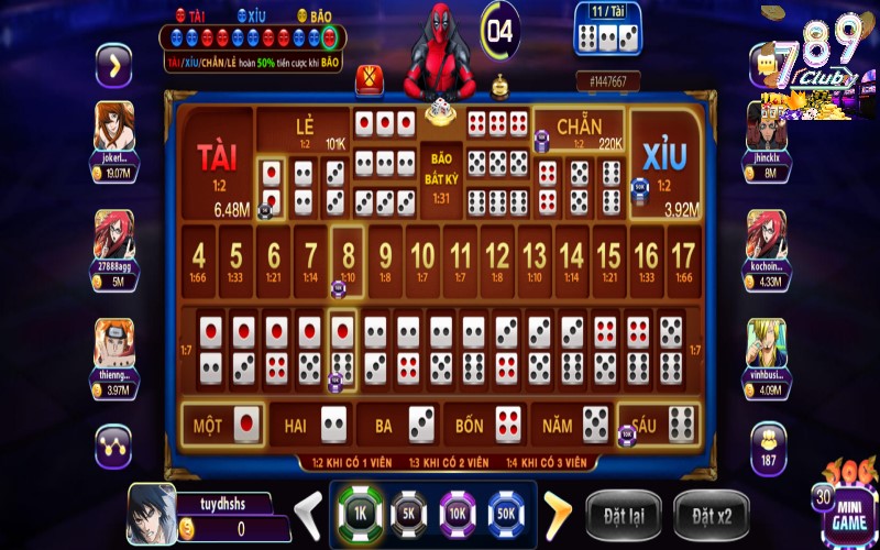 Các cửa đặt cược trong game sicbo tại 789Club