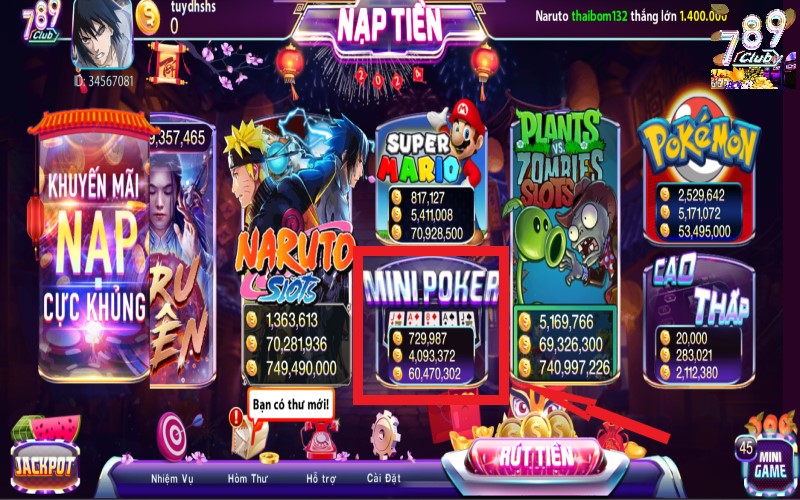 Chọn game mini poker tại 789Club