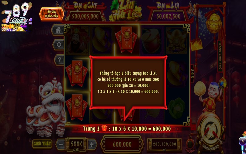 Cách tính điểm thưởng trong lân hái lộc 789club