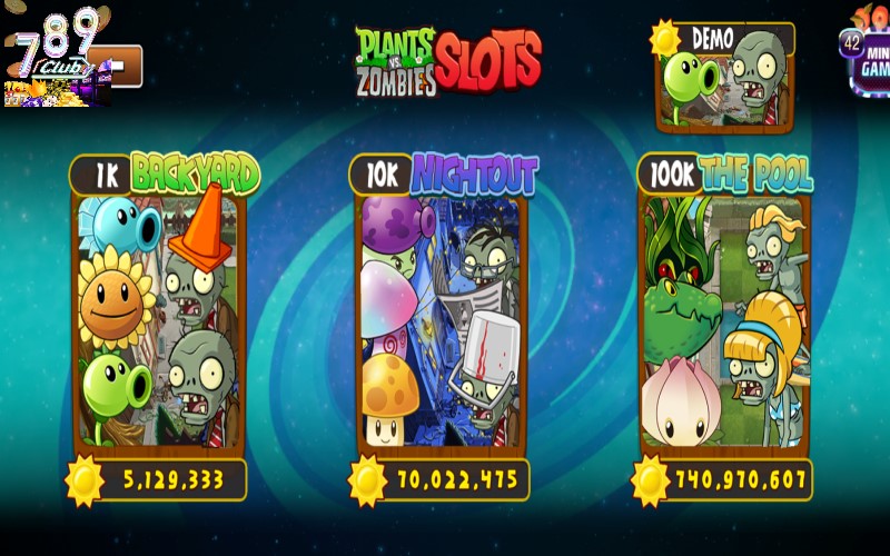 Các sảnh chơi trong game plants vs zombies slots tại 789club