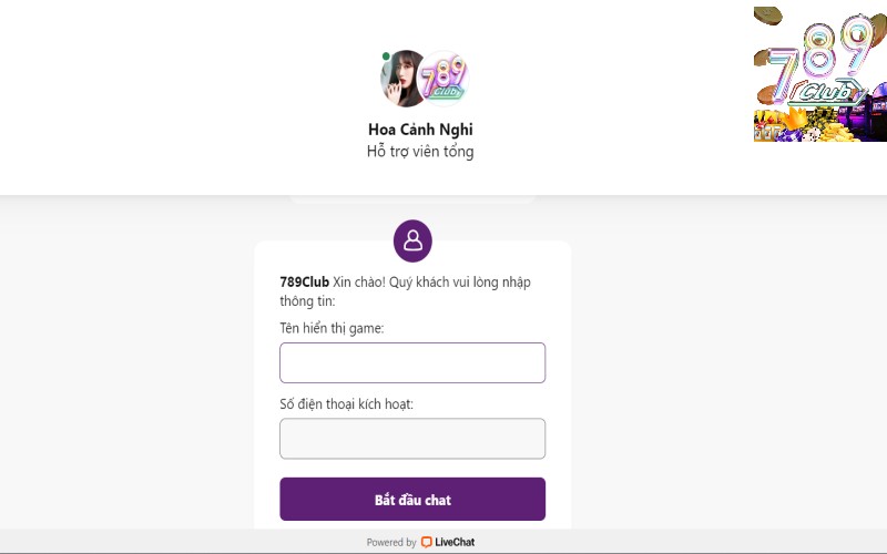 Hình thức hỗ trợ trực tuyến 789club