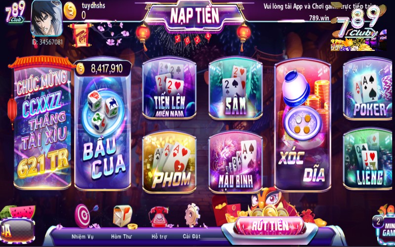 Danh sách game bài đổi thưởng tại 789club