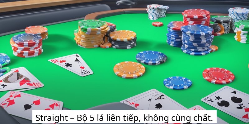 Straight – Bộ 5 lá liên tiếp, không cùng chất.